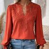 Mote Ny V-hals Blonder Patchwork Langermet Casual Skjorte Dame Topper Elegant Slim Fit Hul Løs Bluser Dame Vintage Street Hvite Skjorter 26625