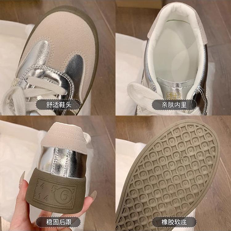 Casual little white shoes board shoes Forrest Gump shoes women's 2025 spring and autumn new silver lace platform inner height-increasing Germa
