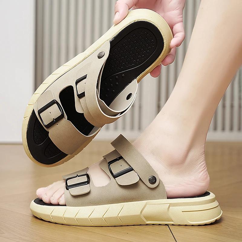 Fashion Men Summer Slippers Breathable Luxury Sandals Shoes Beach Classics Leather Mens Slippers Outdoor Flip Flop Indoor Slides Man