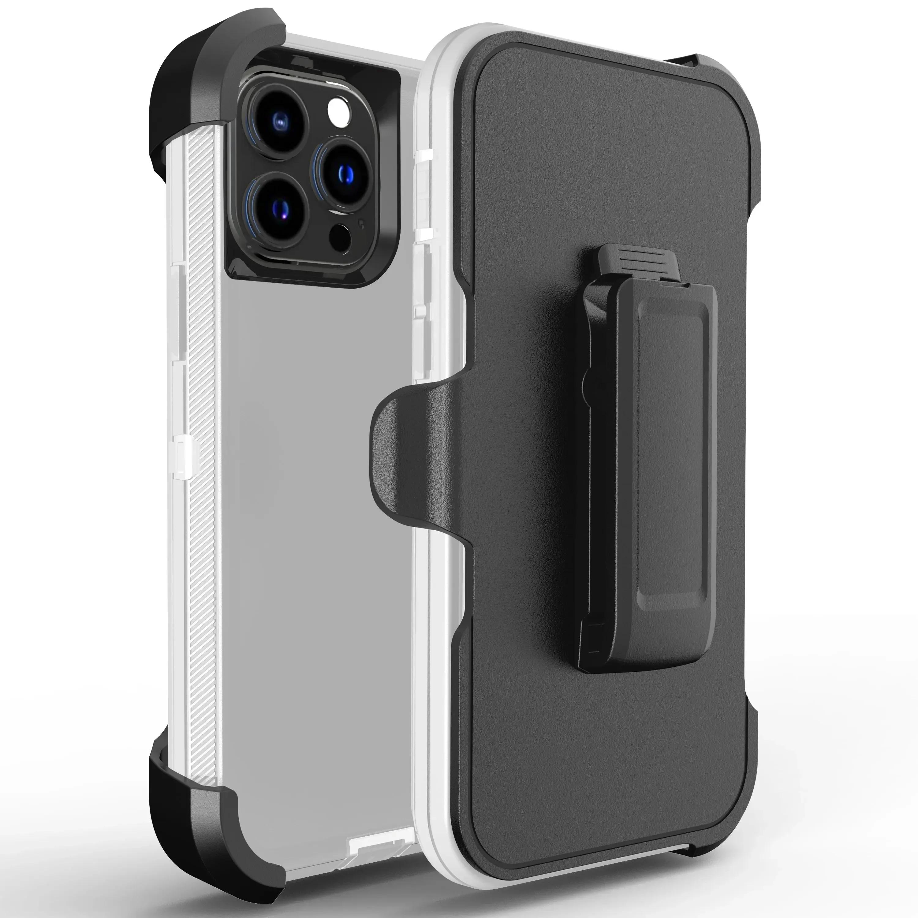 

3IN1 Heavy Duty Armor Otter Case Box для IPhone 16 14 13 12 11 15 Pro Max Xs Max XR X XS SE 6 7 8 Plus Otter Case Box із захисною кришкою для затискача на пояс For SE2020 or SE2022 брудно-білий