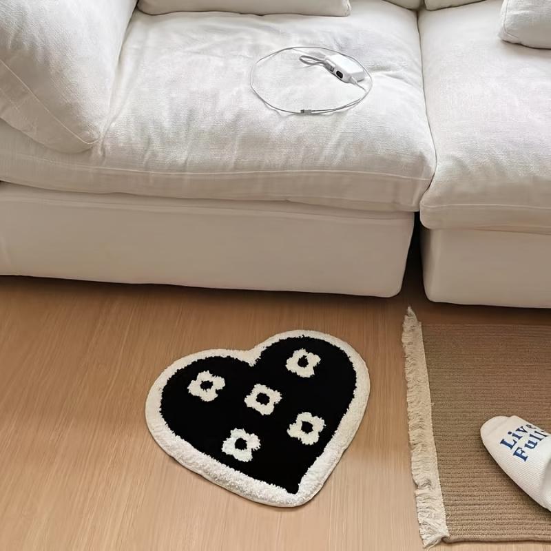 Adorable Colourful Heart-Shaped Puffy Art Rug Entrance Hall Bedroom Living Room Decorative Rug Home Decoration