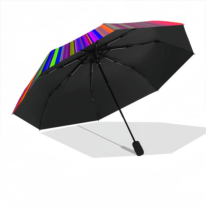 1pc Color Wheel Spectrum Automatic Folding Umbrella with 8-Rib Windproof Design, Portable Foldable Sunshade Umbrella For Halloween 024