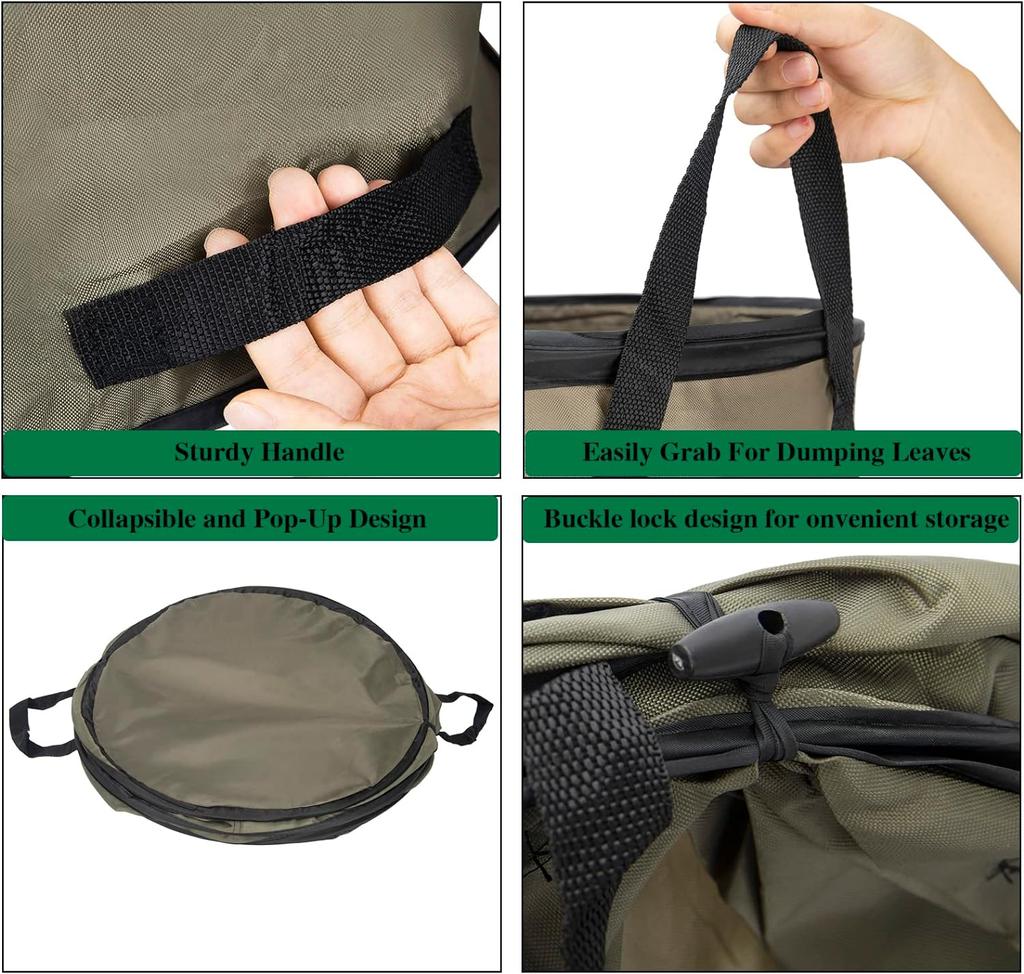 Collapsible Lawn and Leaf Bag Pop-Up Can Recycle Bin, 10 Gallon Collapsible Garden Bag for Lawn Yard Garden Camping with Handle