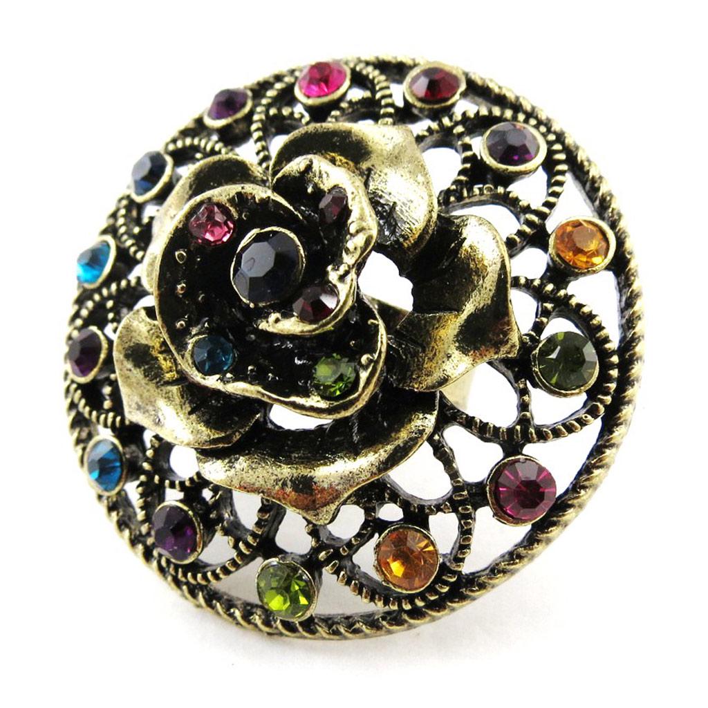 Les Trésors De Lily [J2043] - Multicolored Gold 'Sissi' Designer Ring