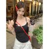 Summer Korean Style Polka Dot Lace Splice Cotton Camisole Top