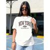 European Size [Stylish Printed T-Shirt] Breathable, Lightweight Ladies' NEW YORK BROOKLYN THE EMPIRE CITY Printed T-Shirt
