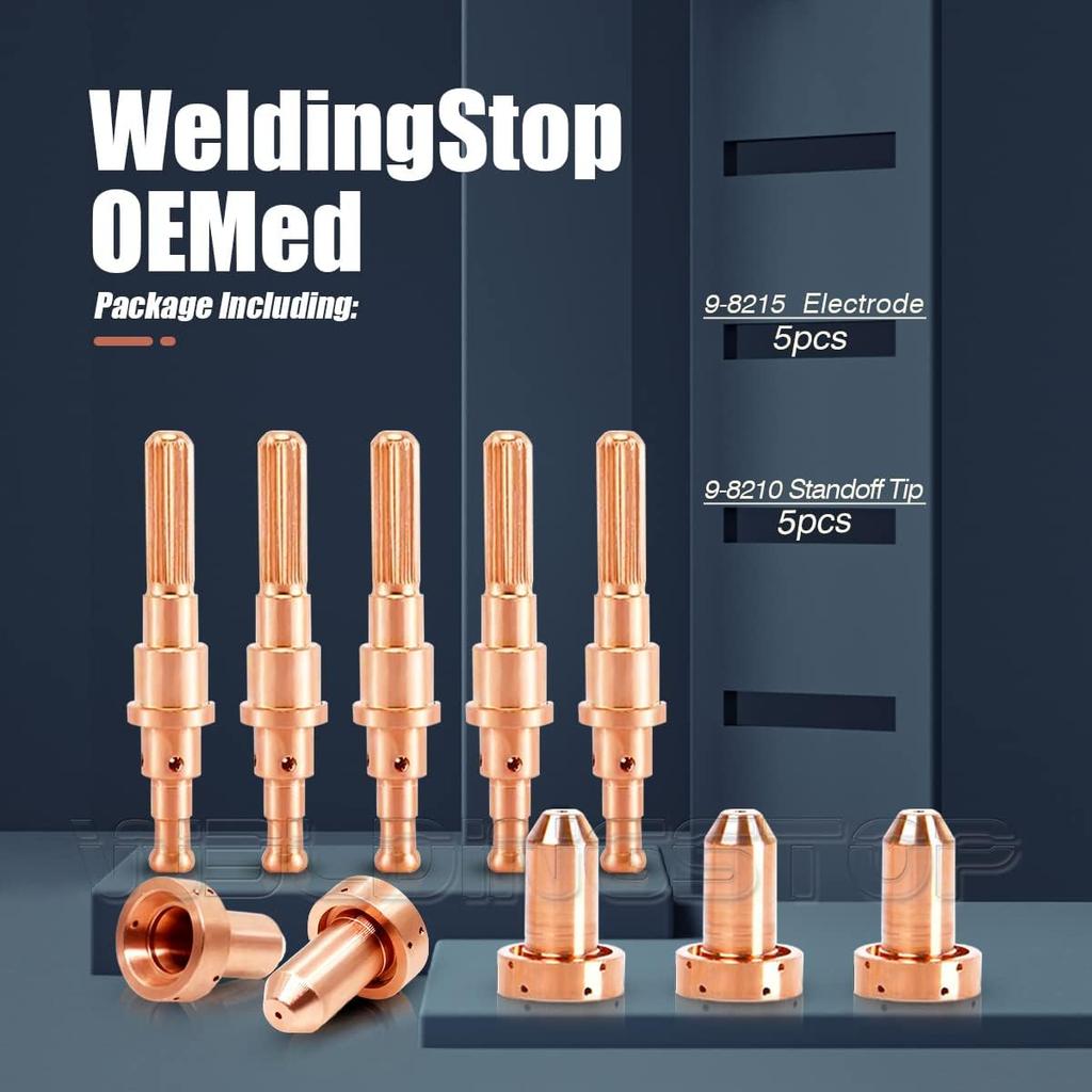 9-8215 9-8210 SL60 SL100 Plasma Torch Electrode Nozzle 60A Tip for Thermal Dynamics Cutmaster 52 SL60 Consumables PKG/10 [Hafnium & Copper Electrode