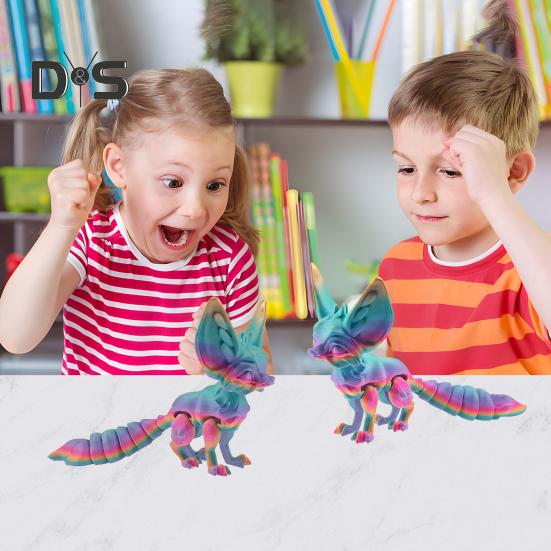 3D Printed Fox Ornament Articulated Fox Figurine with Flexible Tail And Limbs Stress-Relieving Fox Toy for All Ages Desktop Decor