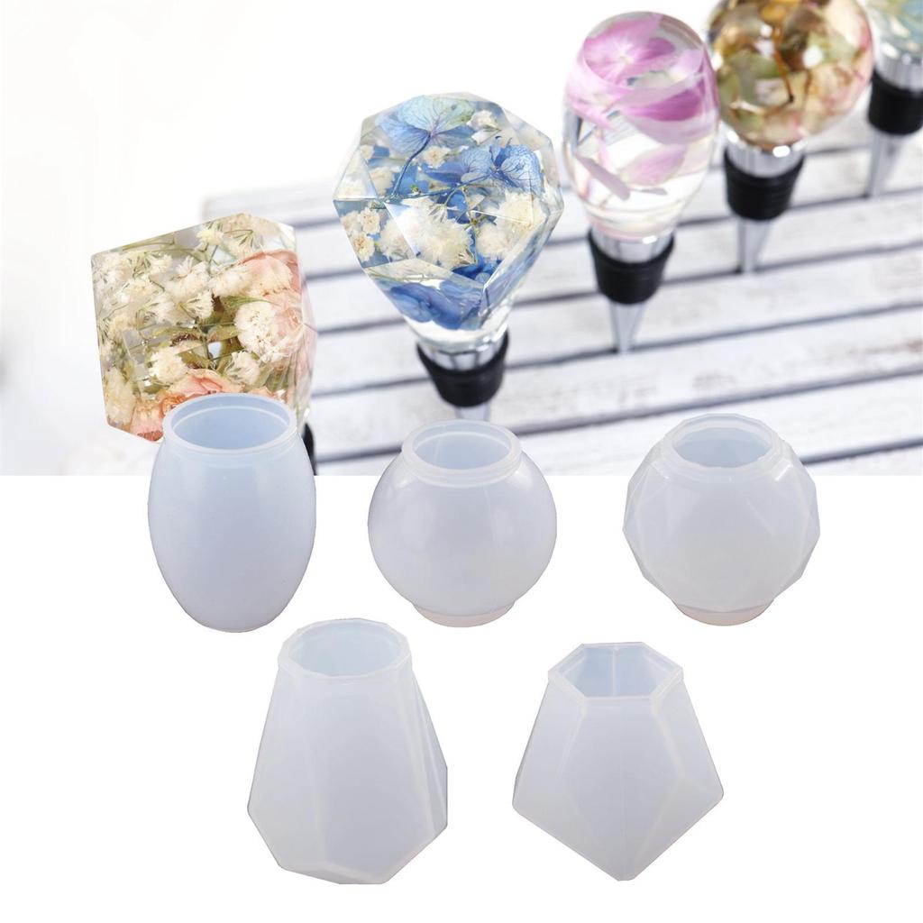 5 Pieces Silicone Wine Bottle Stopper Mold Crystal Resin Casting Mould
