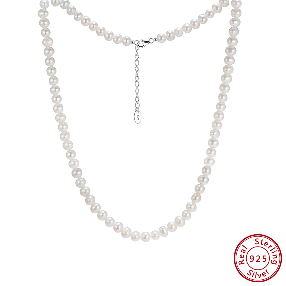 ORSA JEWELS Ручной работы Чокер-ожерелье из стерлингового серебра 925 пробы Жемчужный чокер Круглый жемчужный чокер-ожерелье Вечернее украшение для женщин GPN95