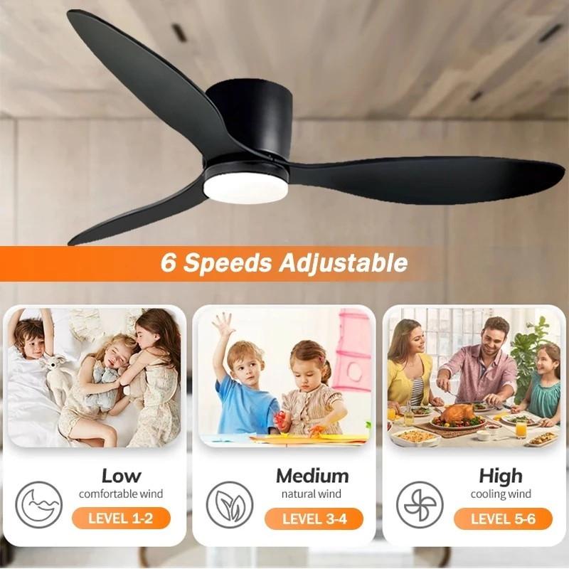Variable Frequency Ceiling Fan Lamp Six Wind Speeds Adjustable Electric Fan Light Three Color Dimming Mobile Phone Control Fan