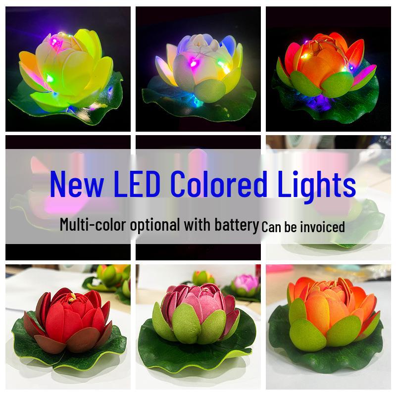 LED Silk Lotus Lamp - Perfect for Lantern Festival, Qixi, Valentine's Day, Water Surface, and DIY Decor.