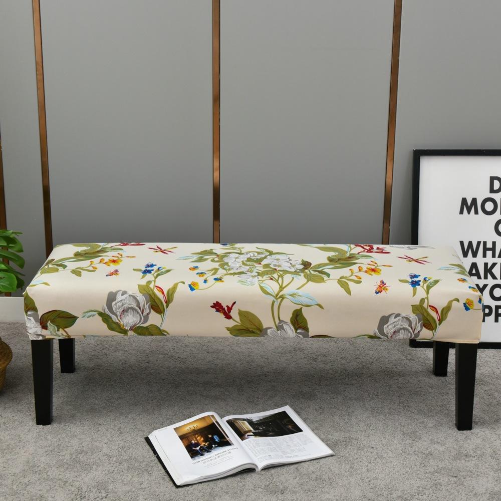 Bench Cover Stretch Spandex Piano Stool Cover Long Ottoman Cover Solid Color Changing Shoes Chair Slipcover Home Decor