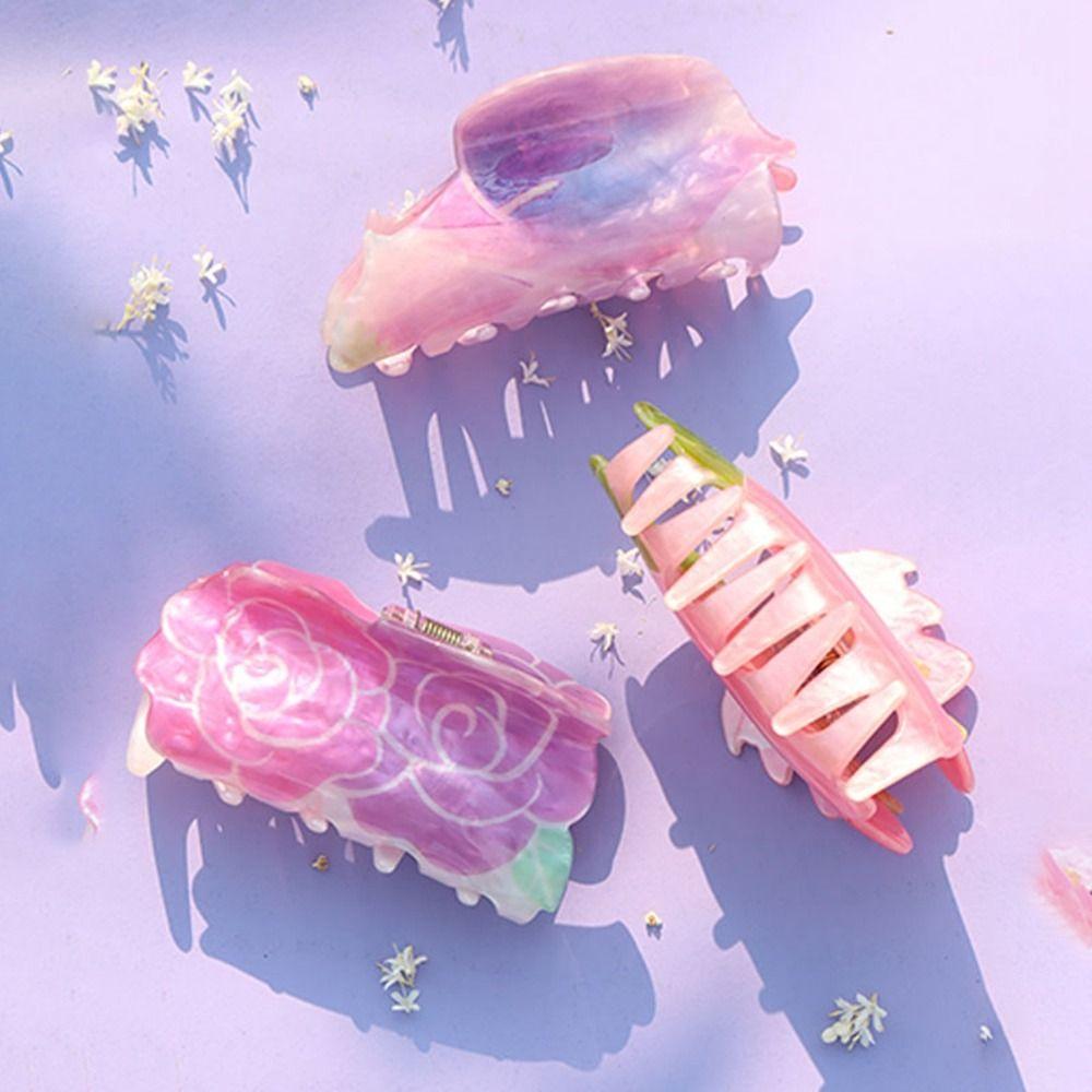 Clip Pink Tulip Plastic Hair Claw Female Hair Accessories Flower Hair Clip Korean Style Headwear
