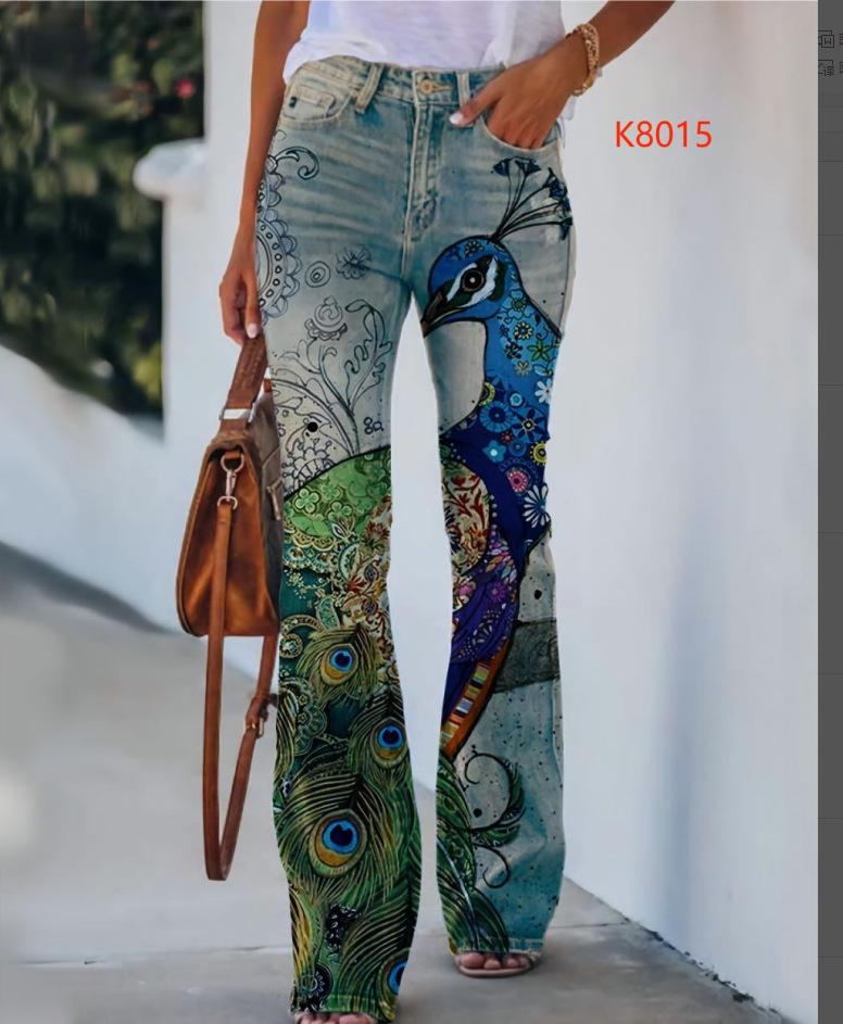 2023 Women's Plus Size Casual Faux Denim Pants - European & American Fashion
