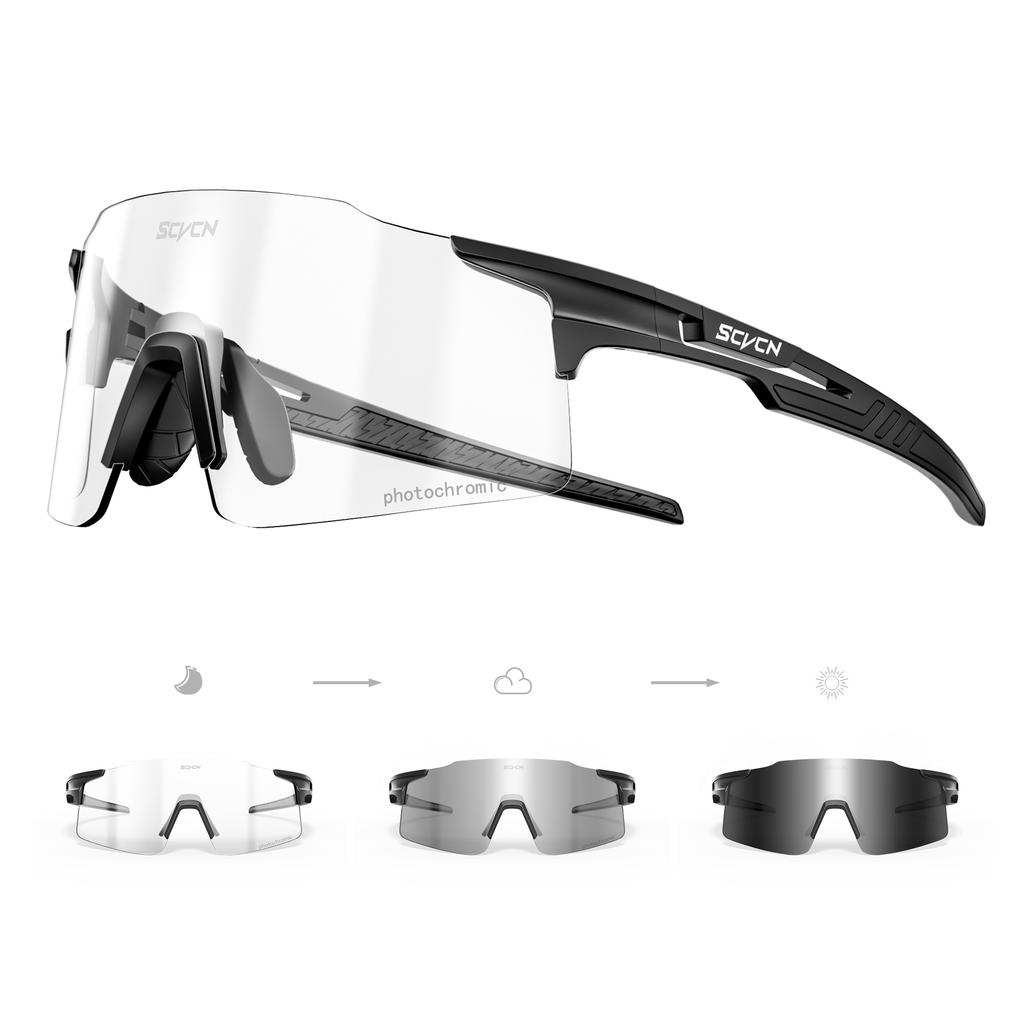 SCVCN New Photochromic Cycling Sunglasses Outdoor Road MTB Bike Eyewear Sports Running Hiking Glasses Men Women UV400 Goggles