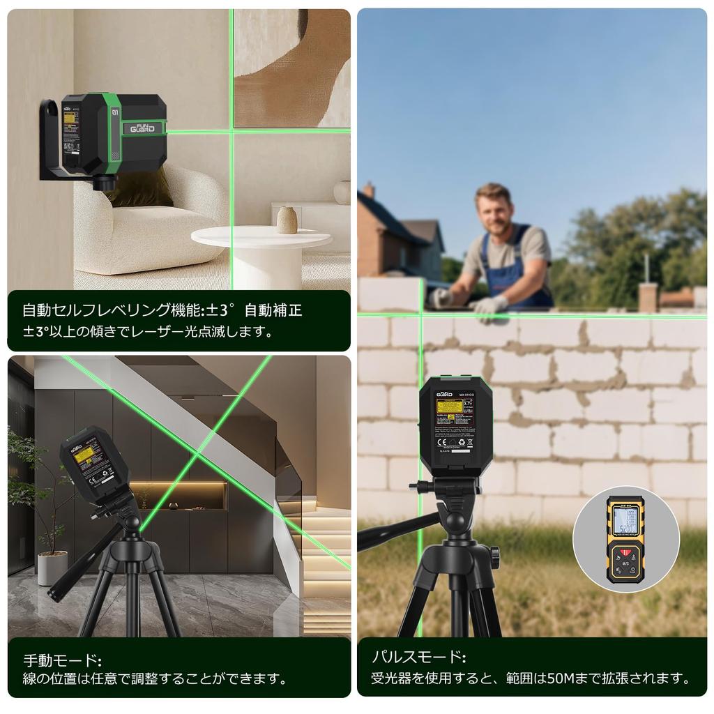 Funguard Laser Class II 2 Line Laser Switchable Pulse USB Cable IP54 3 Beam Modes Automatic Copper Oxidation and Corrosion High Rotatable Horizontal