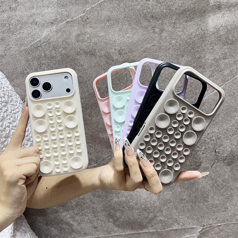 Shockproof Circular Suction Cup Silicone Phone Case for iPhone 17 Pro Max 16Pro 15 14 Air Adsorption Strong Multi Function Cover