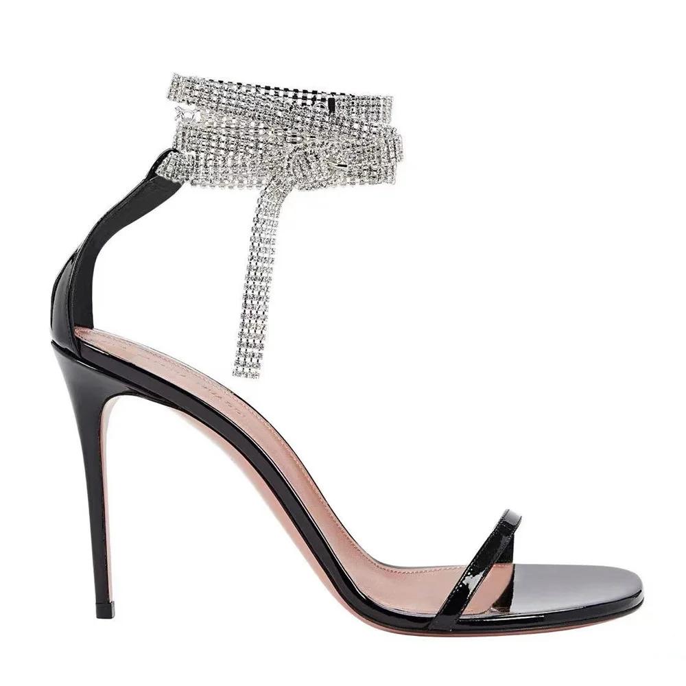 Fashion Summer Female Party Dress Pumps Shoes Fashion Brand Women Goldiator Sandals Shoes Sexy Ankle Strap Rhinestone High Heels Sandals