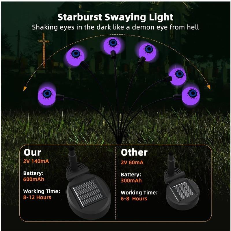 6/8 LED Spooky Eyeball Design with Glowing Green Lights Garden Halloween Decor for Lawn, Patio Outdoor Waterproof Red Lights