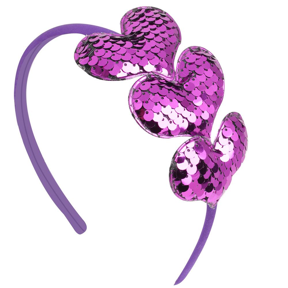 

Little Girl Heart Headband with Sequin Bow Colorful Candy Heart Hair Bands for Youngsters, Valentine S Day Party Accessory, Cute Polyester Hairband fo фиолетовый