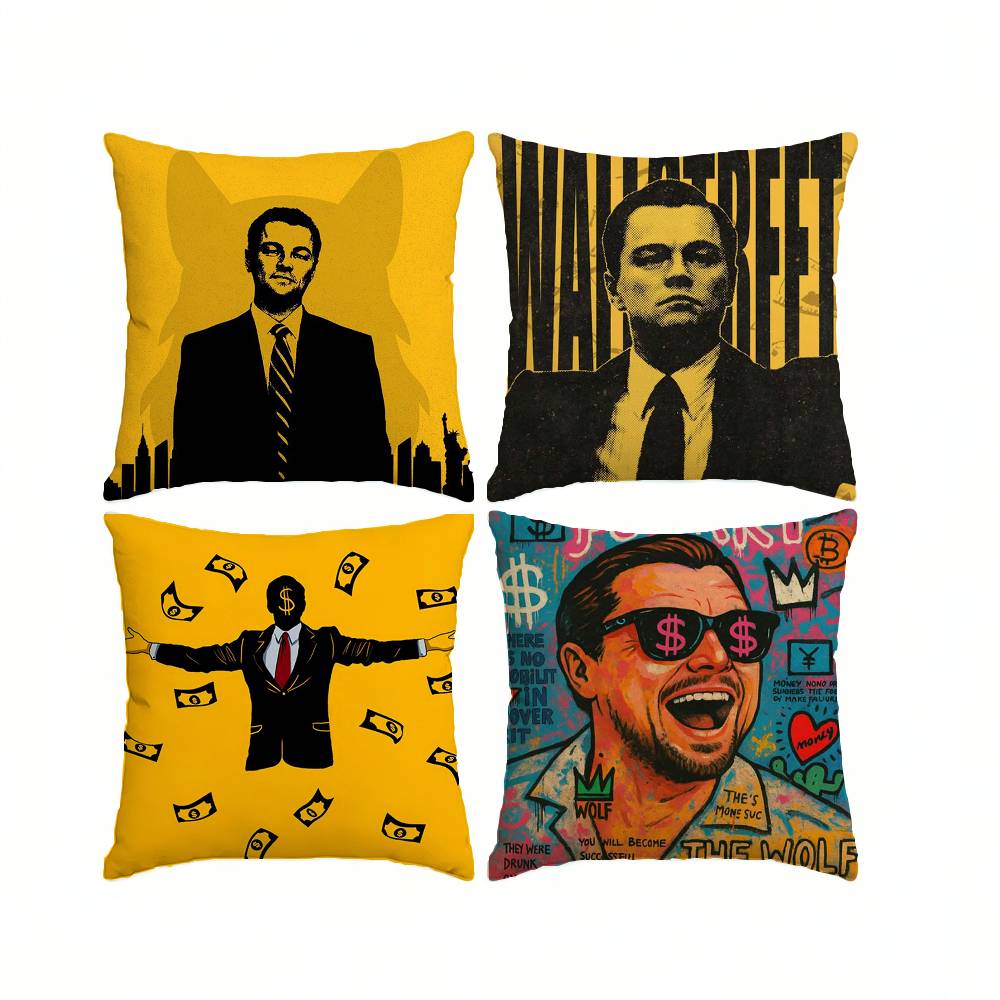 T-The Wolf of Wall Street MOVIE Square Double-Sided printed Pillow Case Bedroom Bedside Pillow Sofa Cushion Cover