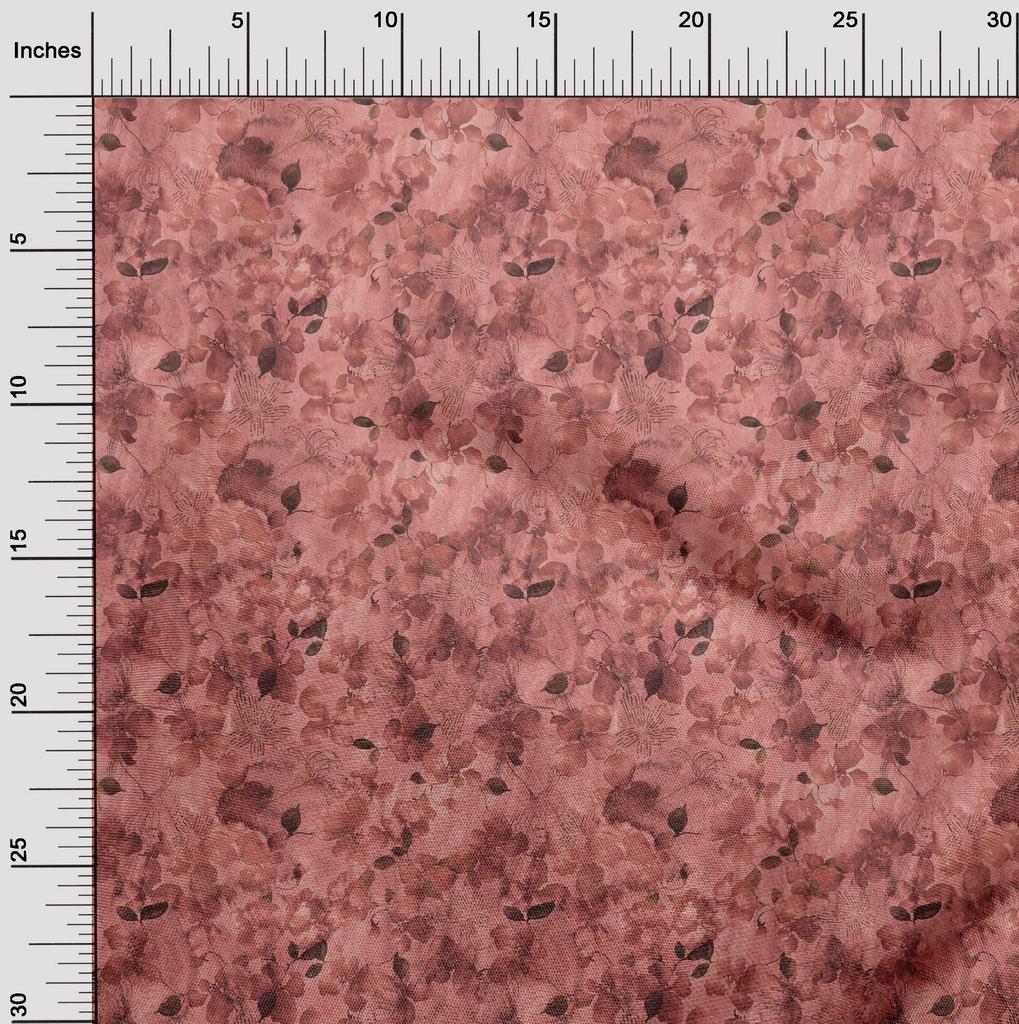 oneOone Cotton Poplin Dark Peach Fabric Abstract Floral Sewing Material Print Fabric By The Yard 42 Inch