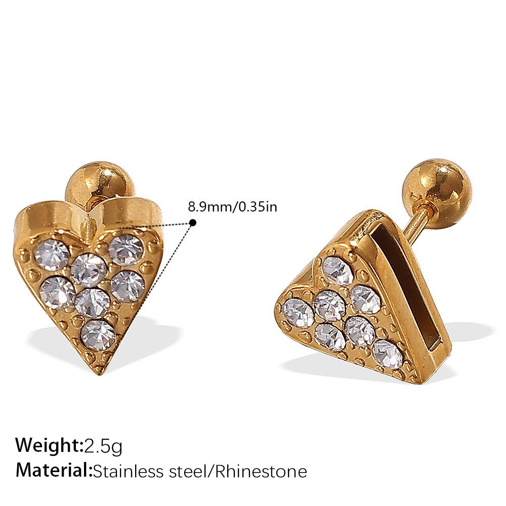 Fashion Light Luxury Gold Love Diamond Earrings Stainless Steel Gold Plated Hollow Design Earrings Women