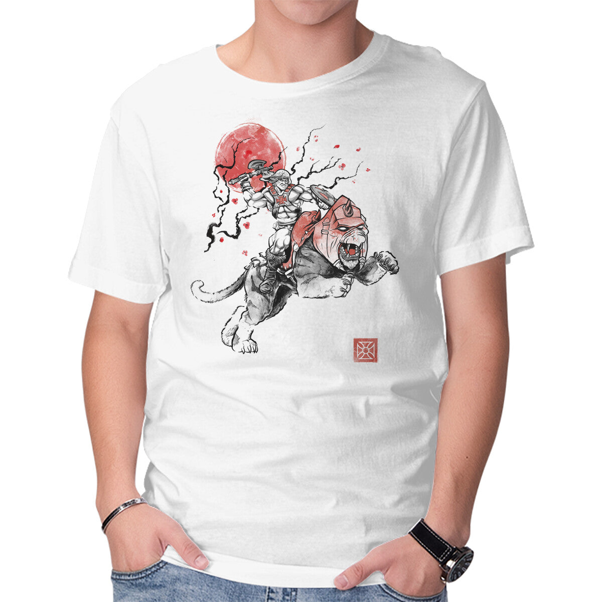Unisex Crew Neck T-Shirt The Invincible Of Eternia Sumi-E Graphic Short Sleeve Casual Tee XXL