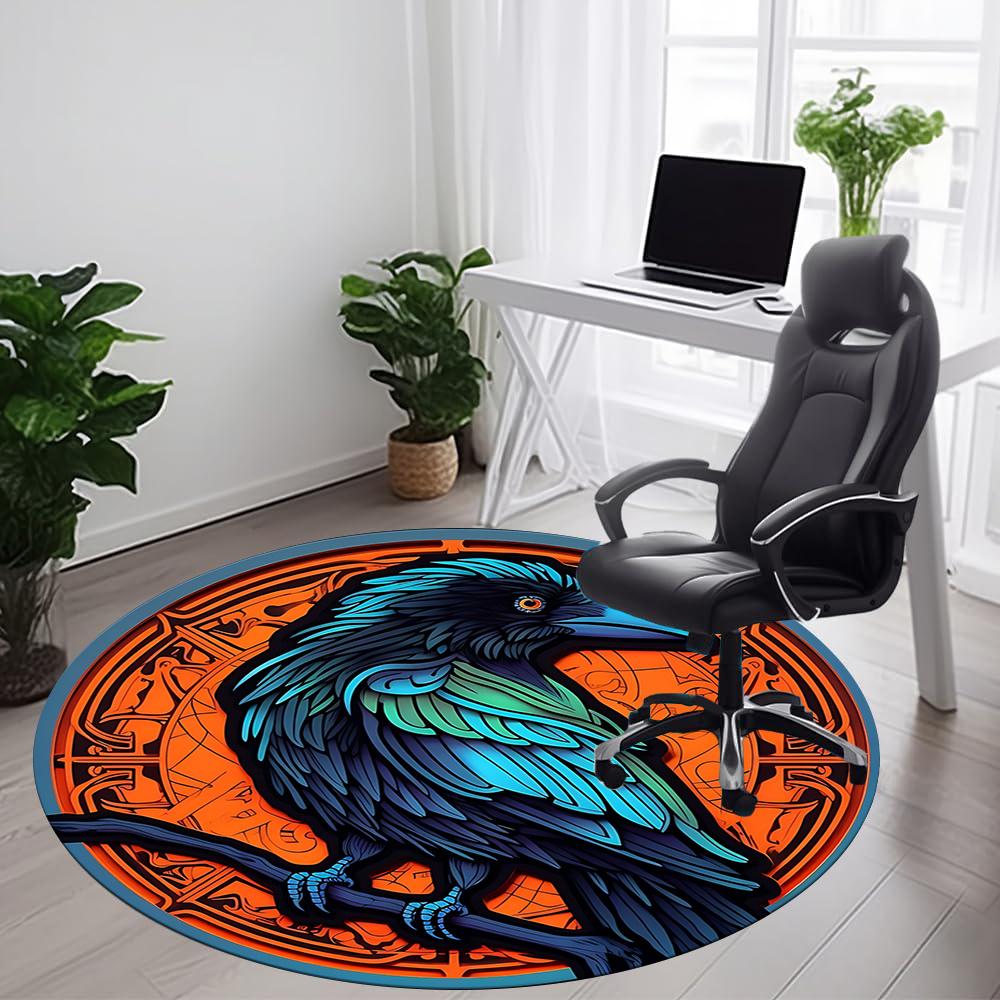 1pc Raven Symbol Office Round Area Rug, Indoor Mat Suitable ForOffice, Under Office Chairs Bedroom Living Room Home Decor, Room Deco u71