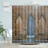 Morocco Arched Building Shower Curtain Gothic Retro Old Geometric Brick Wall Door Home Bathroom Waterproof Curtains Home Decor