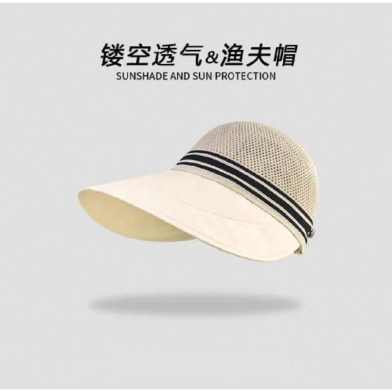 Spring and summer thin fashion fisherman hat for women, with large brim to cover the face and protect from the sun, can be styled with a ponytail,