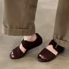 Version peau de mouton~ Sandales d'été pour femmes à bout ouvert rétro français à un bouton, sens du design polyvalent, vacances, sandales romaines