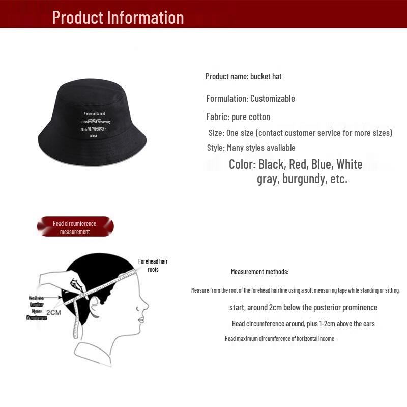 Custom Embroidered Cotton Bucket Hat: Double-Sided, Unisex Sun Protection for Mountaineering.