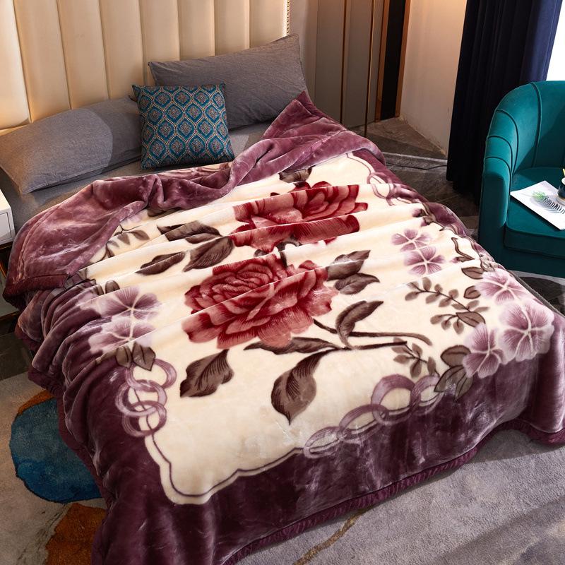 Winter Thickened Raschel Wedding Blanket – Double Layer Quilt for Students & Couples
