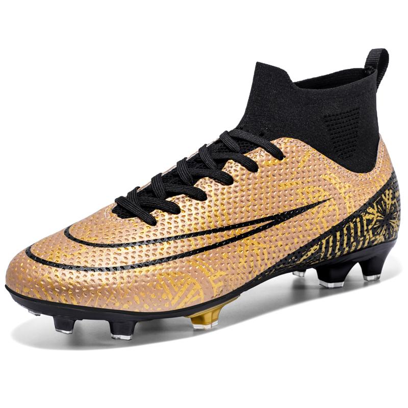 High Top Men Soccer Shoes FG/TF Anti-Skid Male Football Boots Kids Grass Training Ankle Cleats Soccer Sneakers