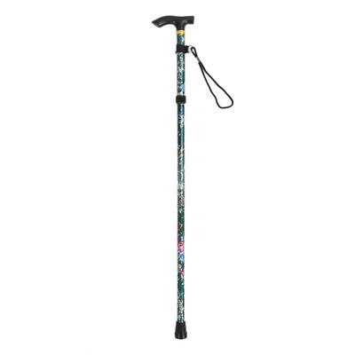 Folding Walking Cane 5 Level Foldable Lightweight Print Climbing Support Adjustable Height Aluminum