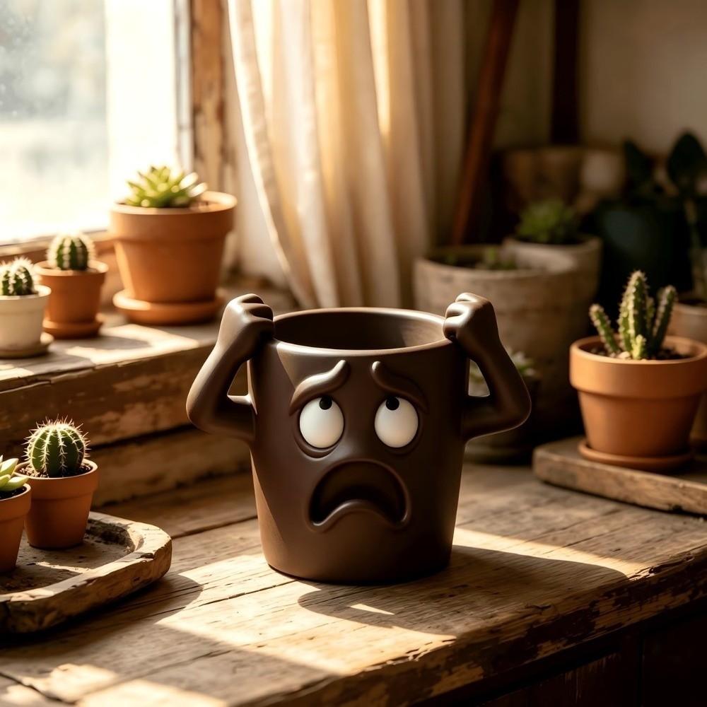 Humorous Face Funny Face Succulent Planter Quirky Face Desktop Flower Pot  Desk Room Decor