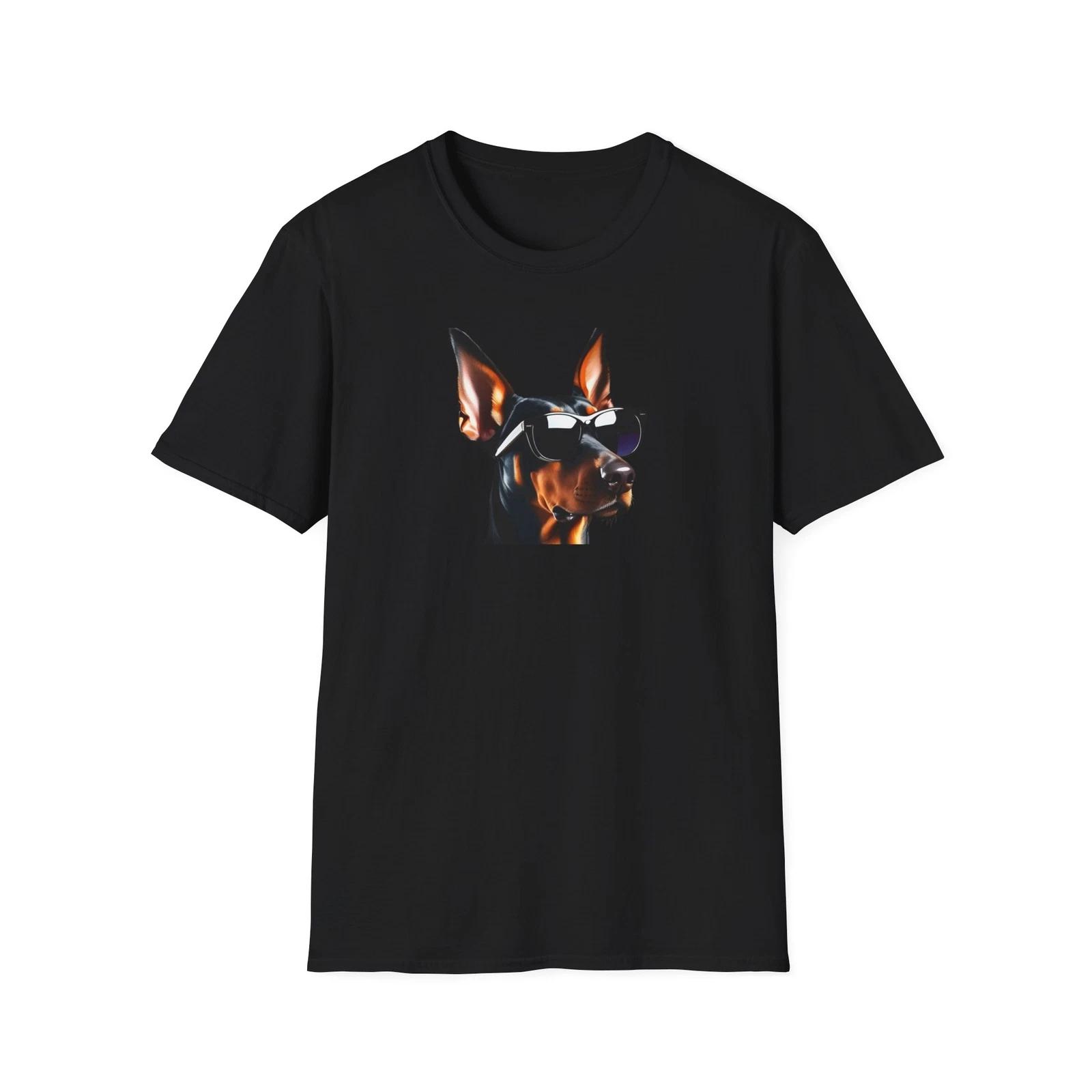 Doberman Sunglasses Graphic Tee Men s/Women s Cool Dog Design Shirt L