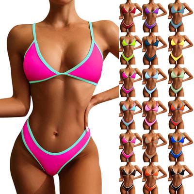 Women's Sexy Color Block  Split Style Swimsuit Bikini  Gathering Swimsuit Set
