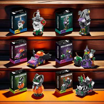 Halloween-Serie zusammengebautes Baustein-Set Spielzeug Spukhaus Geisterfigur Modell Kinderrätsel Geschenk Formkönig