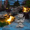Cute Baby Dragon Statue Blinking Yoga Dragon Garden Ornament Gray Home Decor