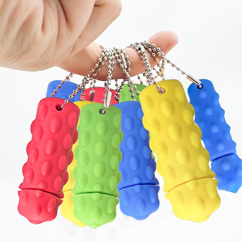 Silicone Decompression Massage Keychain Rotatable Sensory Stress Reducing Massager Adult Pocket Gadget 3D Spikes Grip