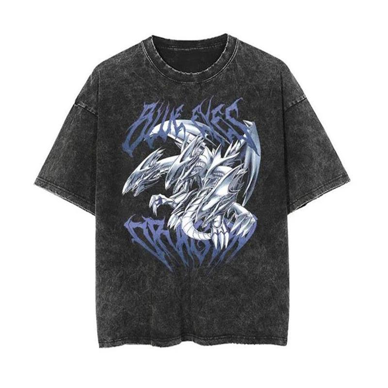 2025 Women Men Washed T Shirt Hip Hop Streetwear Japanese  Anime Yu Gi Oh Graphic Vintage T-Shirt Harajuku Short Sleeve Tee Tops