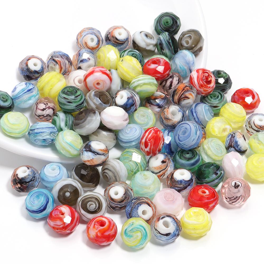 10pcs/lot Color Lampwork Abacus Beads Faceted Spacer Glass Bead for Beaded Jewelry Making Findings DIY Charms Bracelet Necklace