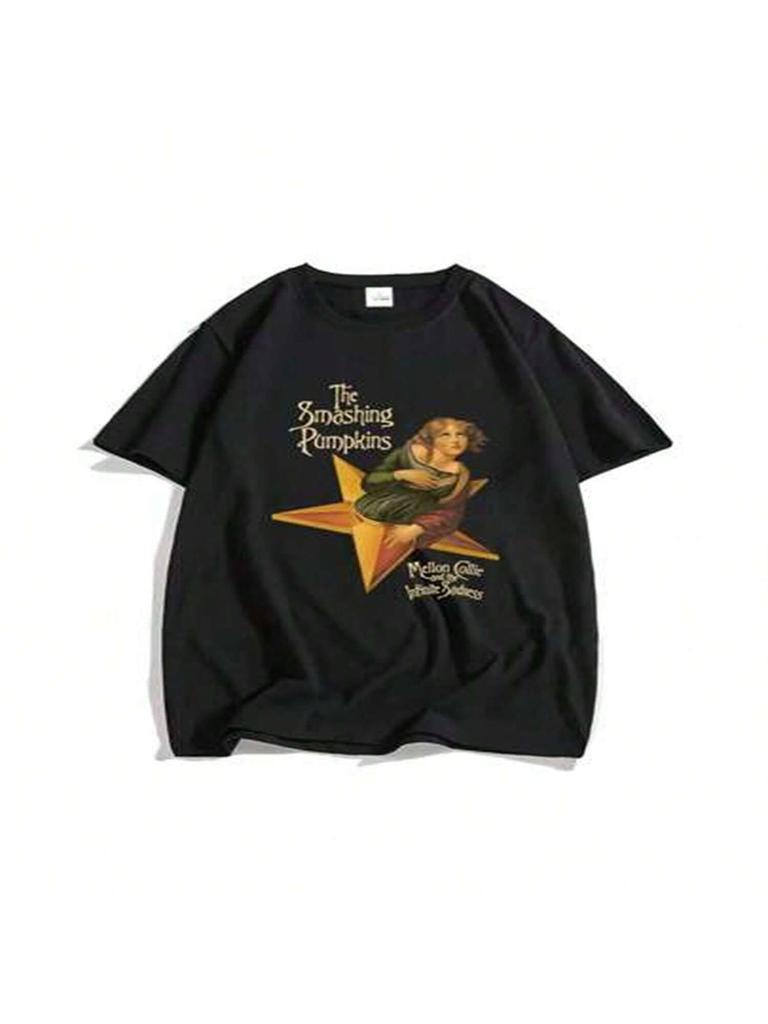 Mellon Collie And The Infinite Sadness T-Shirt The Smashing Pumpkins Maglietta Grafica della Band Moda Vintage Stampa Maglietta Cotone