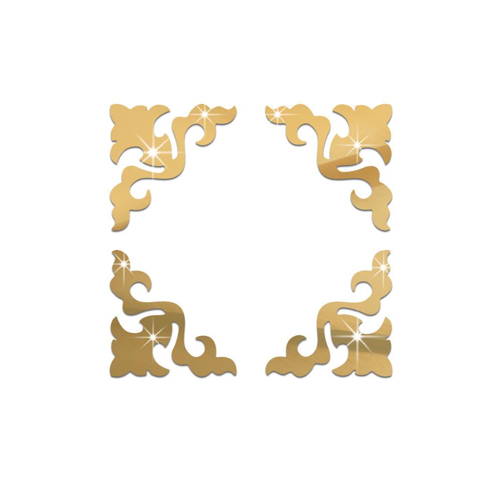 Möbel Dekoration Spiegel Aufkleber 3D Wandsticker Acryl Selbstklebender Spiegel Gold Splitter Aufkleber Schrank Ecke Dekor Aufkleber