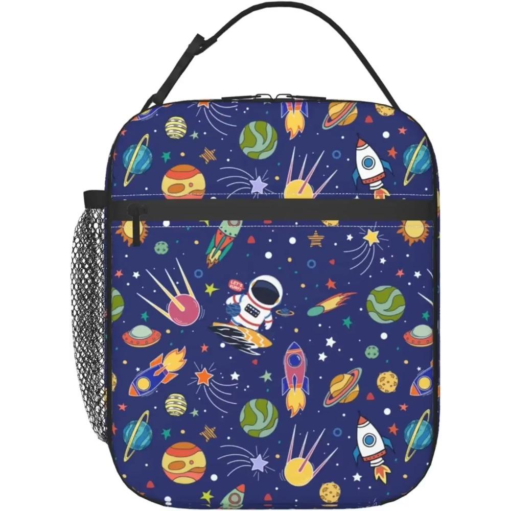 Τσάντα Γεύματος Μονωμένη με Κινούμενα Σχέδια Διαστημική Ρουκέτα Πλανήτες Αστέρια για Αγόρια Κουτί Φαγητού για Γραφείο Ταξίδια Τσάντα Μεταφοράς Γεύματος για Γυναίκες και Άνδρες