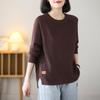 Artistic Round Neck Pullover Sweater for Women's Autumn Winter Knitted Top Loose Base Sweaters Simple