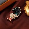 Blucome Horse Chess Brooches For Women Unisex Black Enamel Animal Figure Party Casual Brooch Pin Gifts